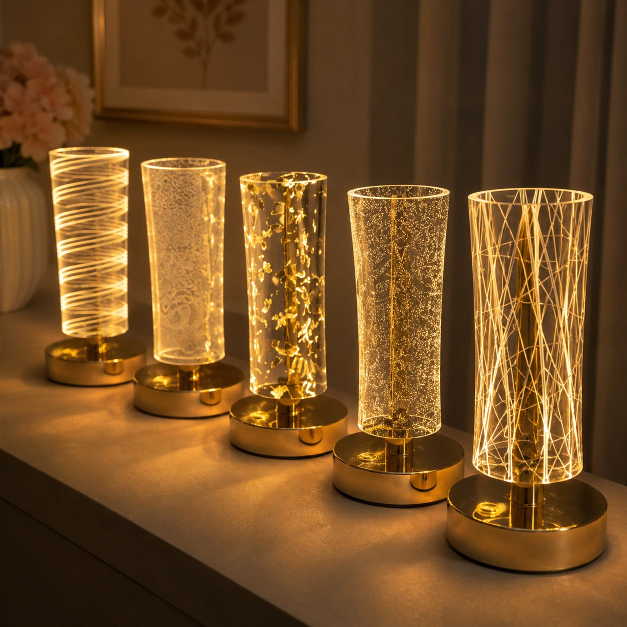 (LI-020) Creatice Table LED Night Lamp – Rechargeable Decorative Bedside Lamp