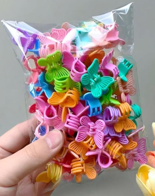 (WA-013) Cute Mini Butterfly Hair Claw Clips – (1 Set - 5  Pcs |12 Set - ₹120.Rs)