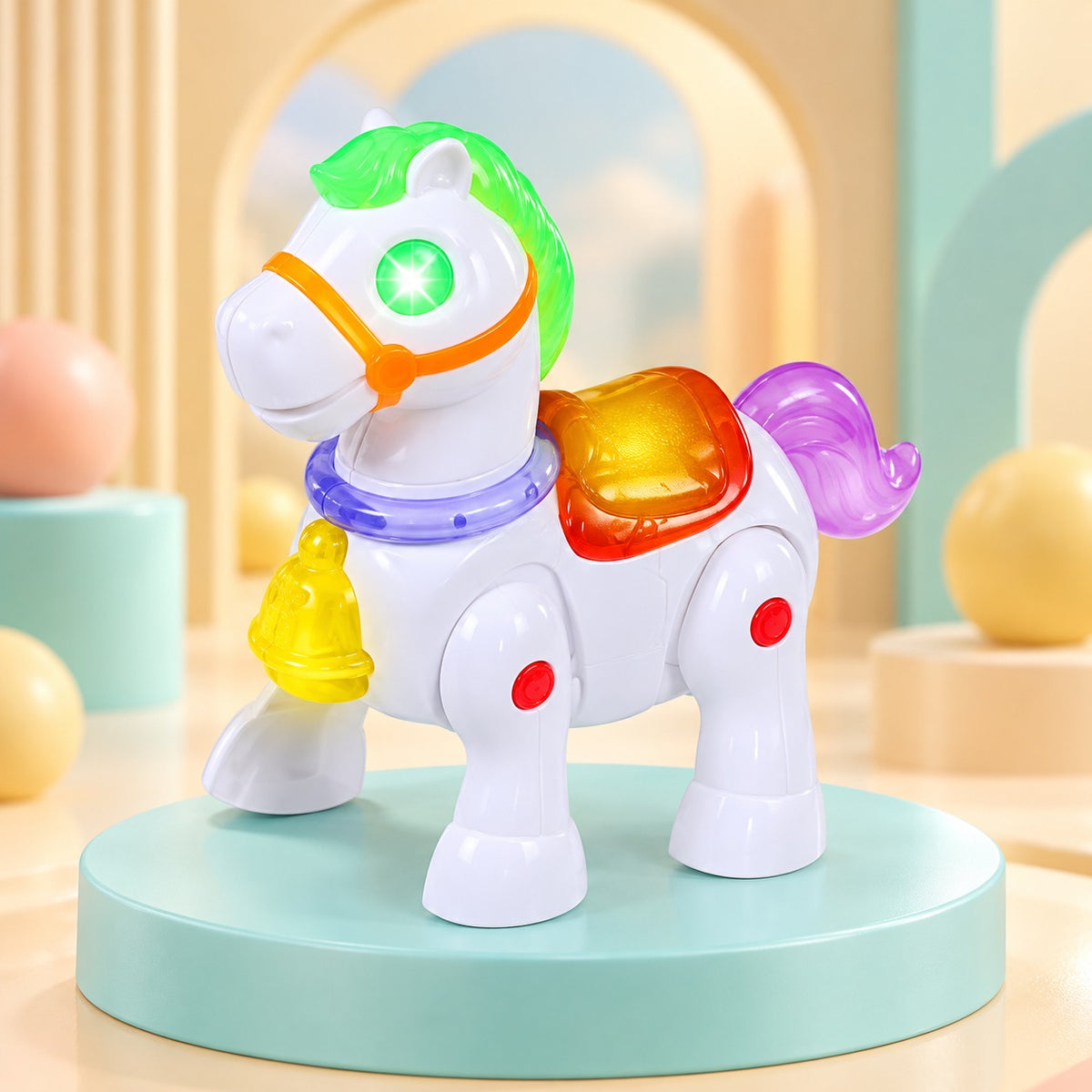 (T50) Cute Dony Walking Toy with Colourful LED Lights, Sound and Battery Operation
