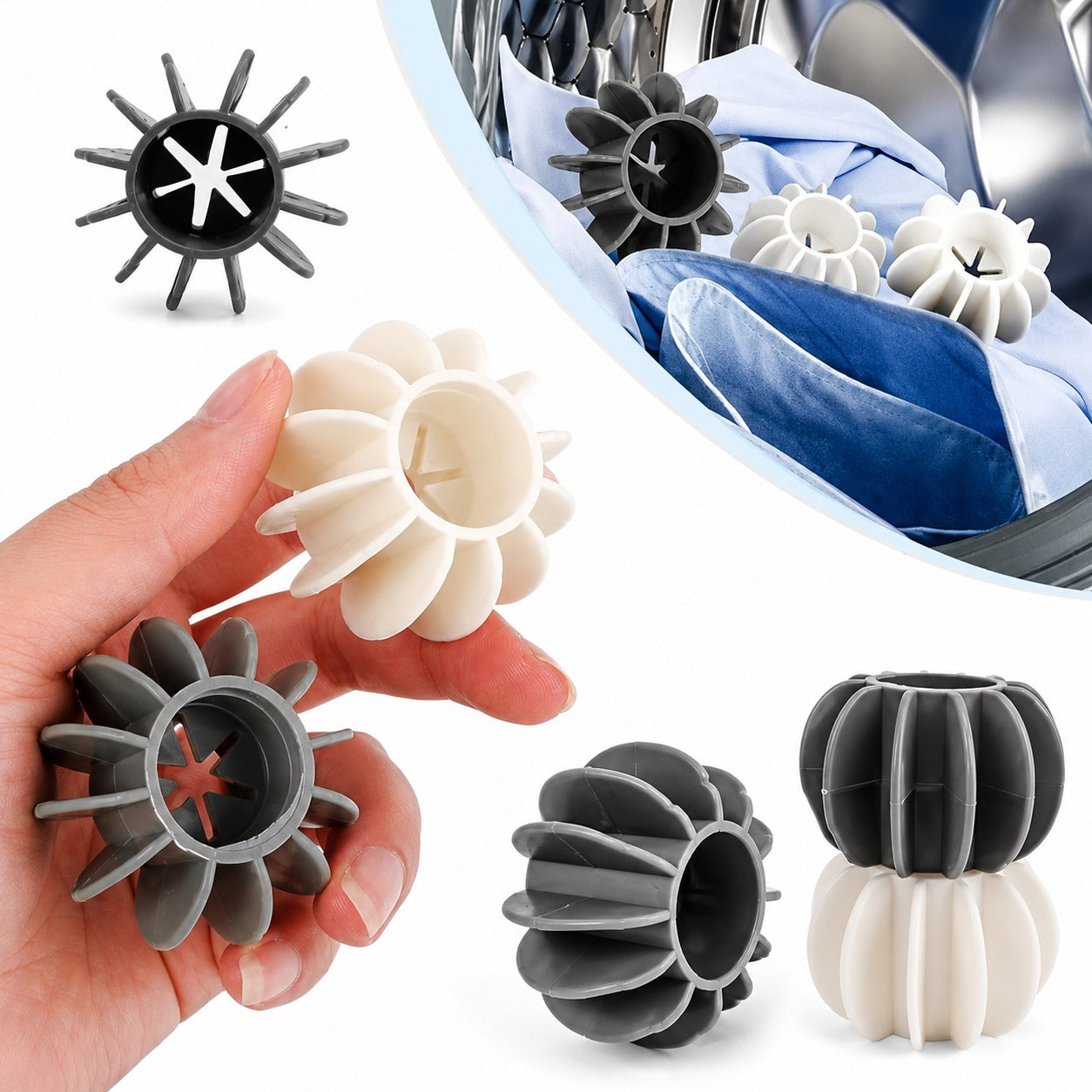 (HL-006) Reusable Laundry Balls Pack of 15 – Silicone Anti-Tangle Dryer Balls