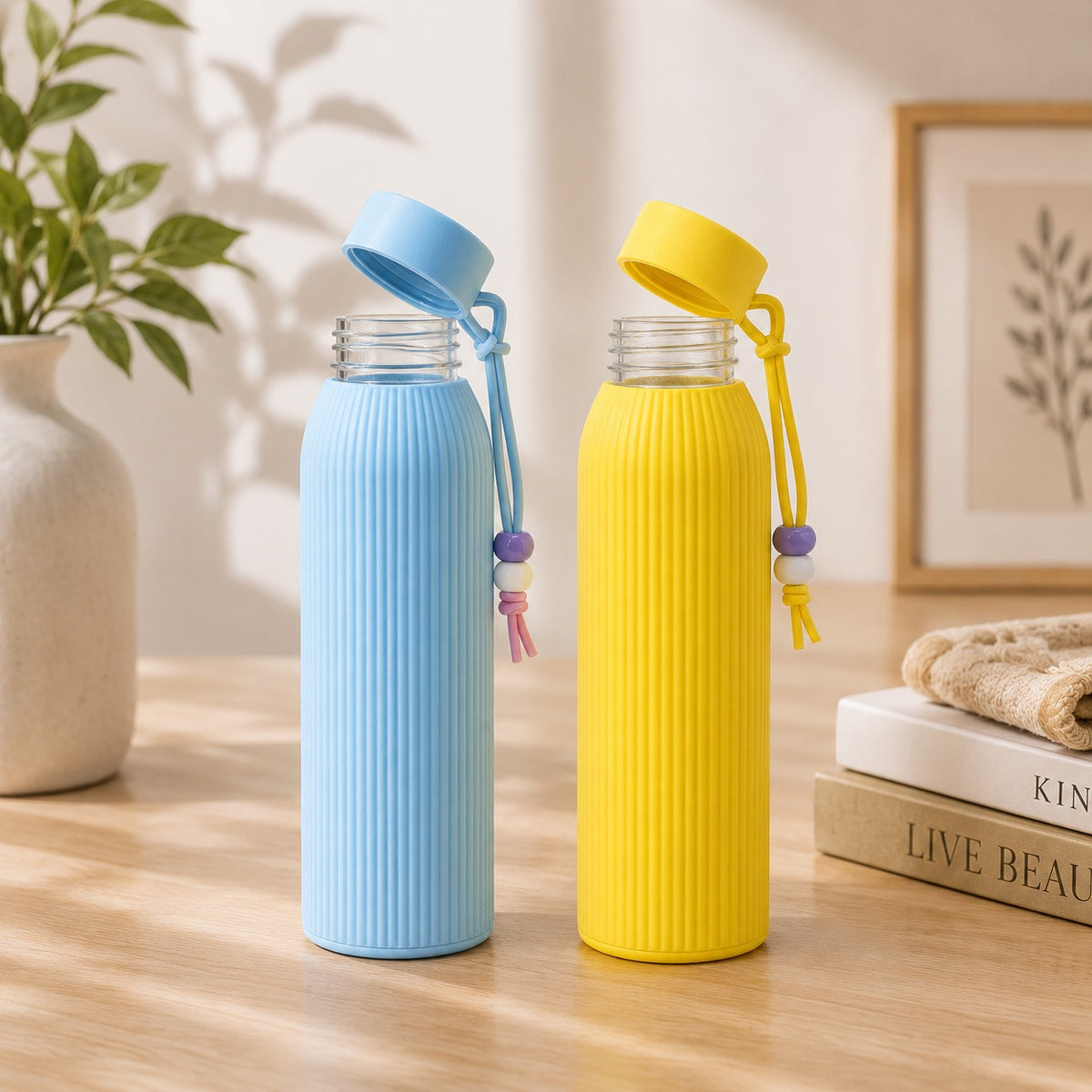 (B62) (MOQ: 2 Pcs) Eagle Lady Glass Water Bottle 330 ML - Stylish Drinking Bottle
