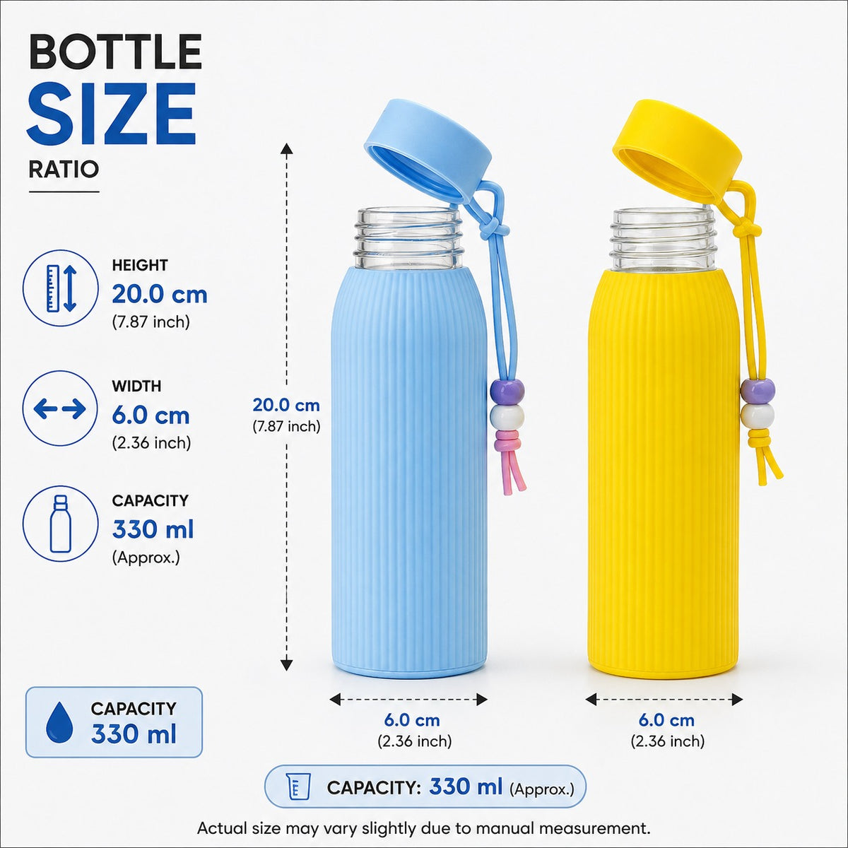 (B62) (MOQ: 2 Pcs) Eagle Lady Glass Water Bottle 330 ML - Stylish Drinking Bottle