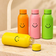 (B68) (MOQ: 4 Pcs) Eagle Smiley Glass Water Bottle 400 ML with Smiley Emoji Print