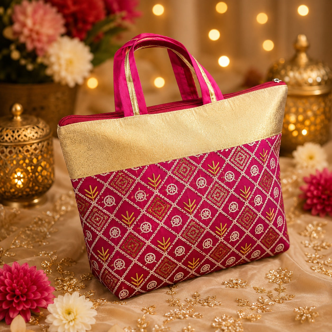 (R-019) (MOQ: 10Pcs) Intricately Embroidered Hand Bags - Return Gift Bags