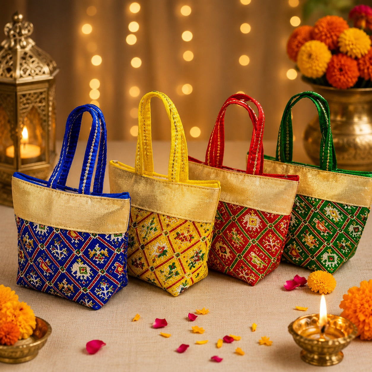 (R-019) (MOQ: 10Pcs) Intricately Embroidered Hand Bags - Return Gift Bags