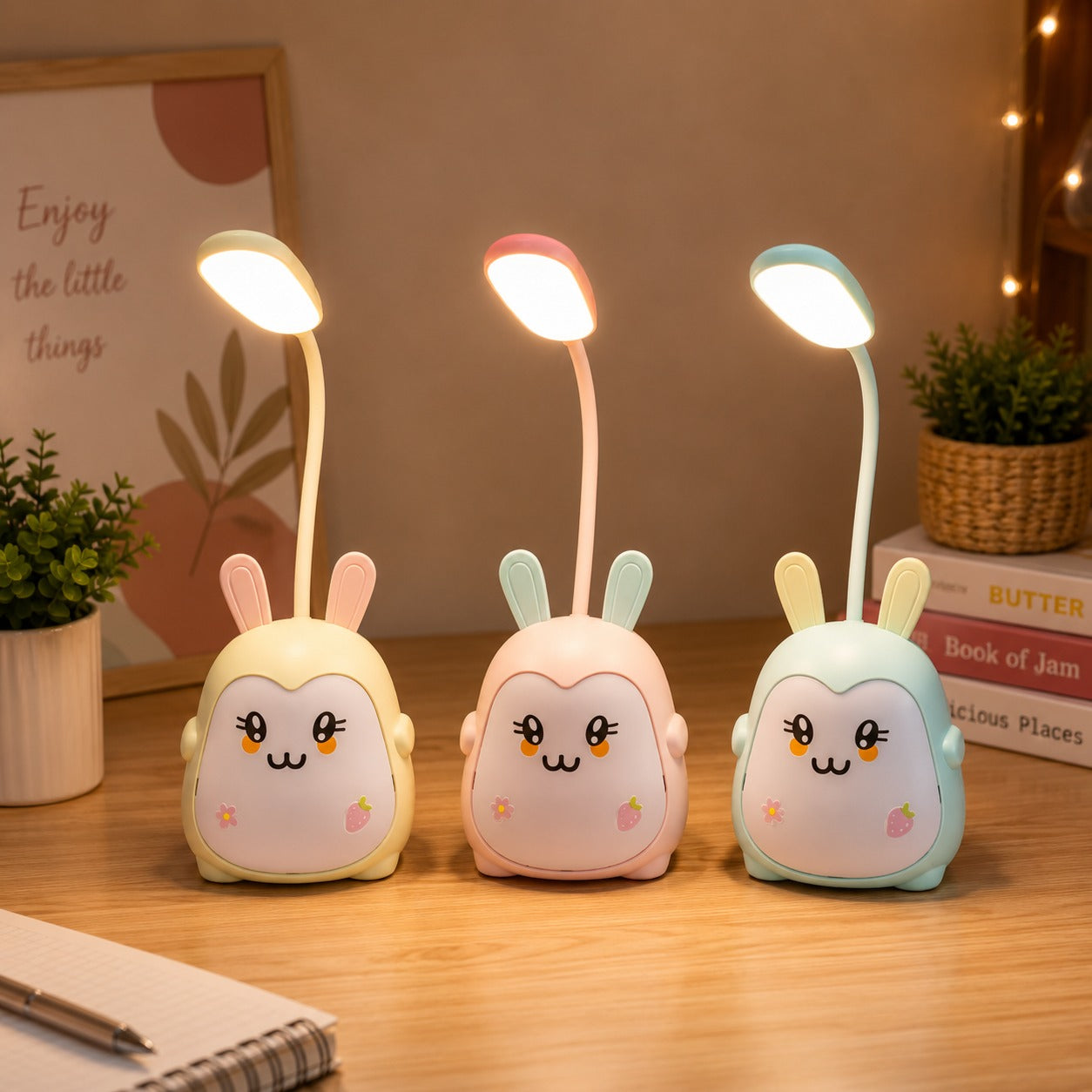 (LI-021) Mini Bunny Rechargeable LED Table Lamp with Flexible Neck