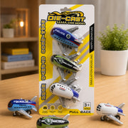 (T-004) (MOQ: 4 Pcs) Pull Back Airplane Toy Set – Mini Aircraft Models (1 Pack- 3 Pcs)