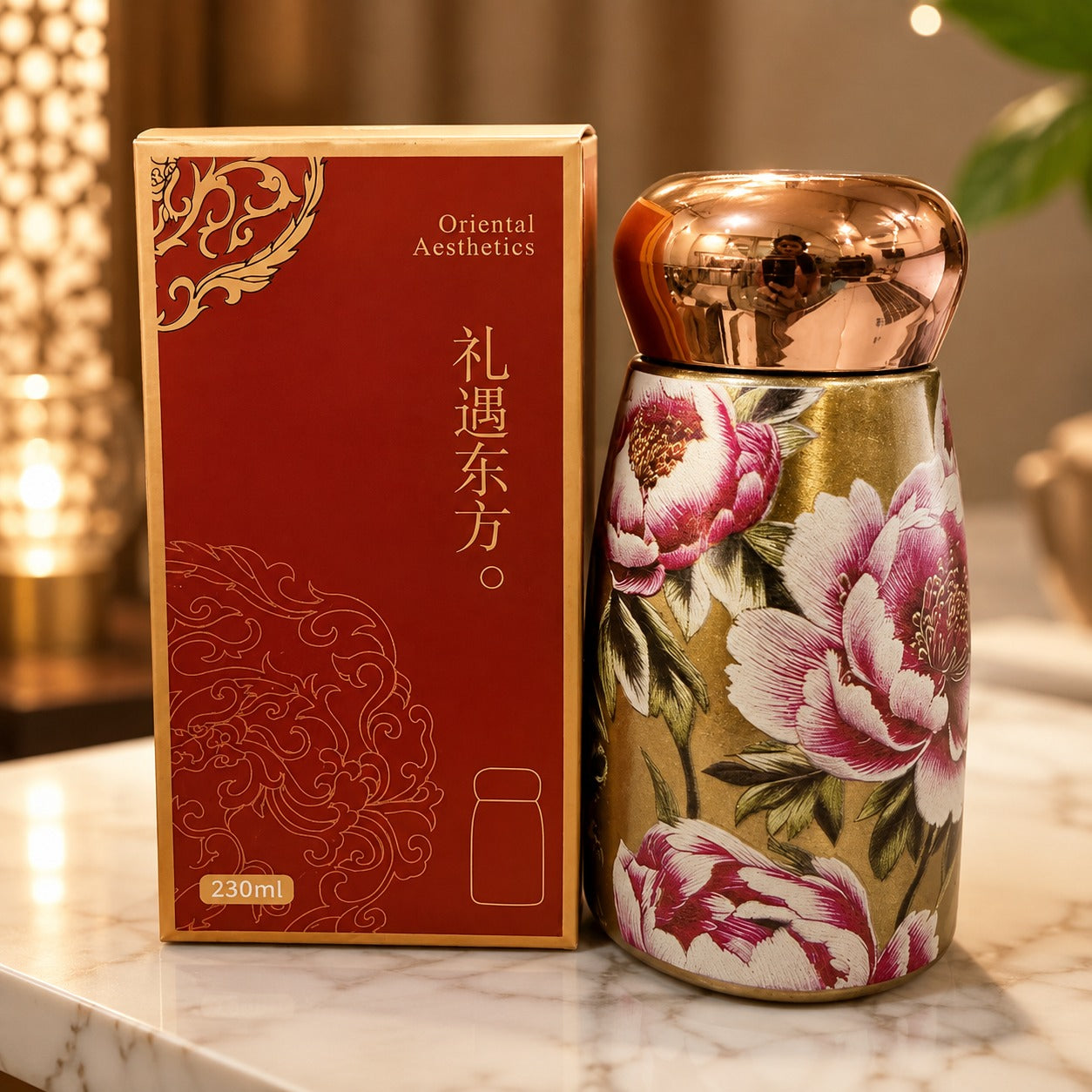 (B-054) Stainless Steel Printed Insulated Flask 230 ML with LED Temperature Display