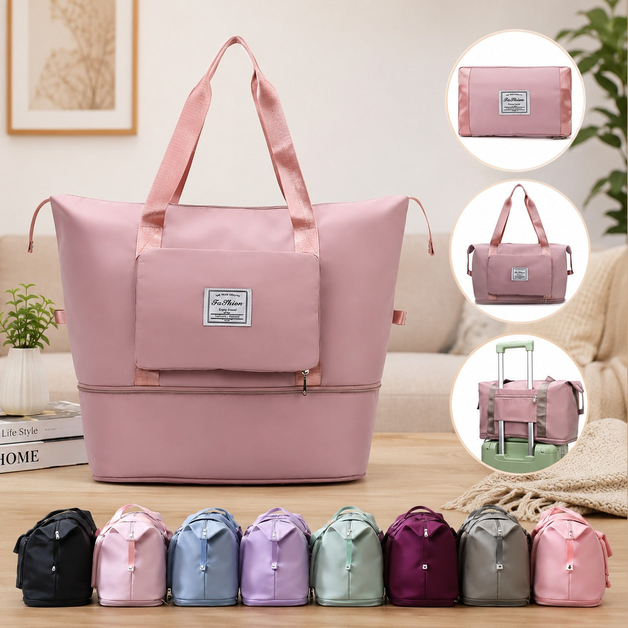 (BA-007) Foldable Expandable Duffle Travel Bag – Waterproof Large-Capacity Carry Bag