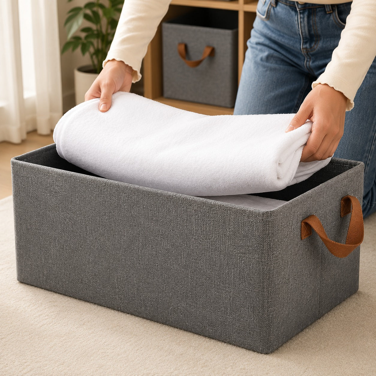 (HL-009) Lightweight Foldable Laundry Hamper & Storage Basket