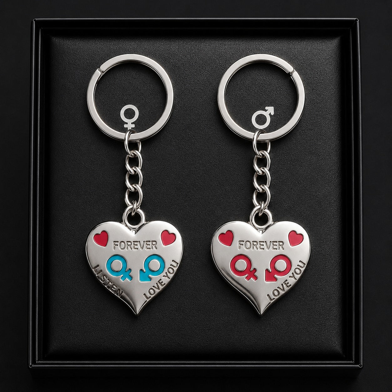 (KC-019) (MOQ: 4 Pcs) Couple Heart Keychain Set – Romantic Matching Key Holder