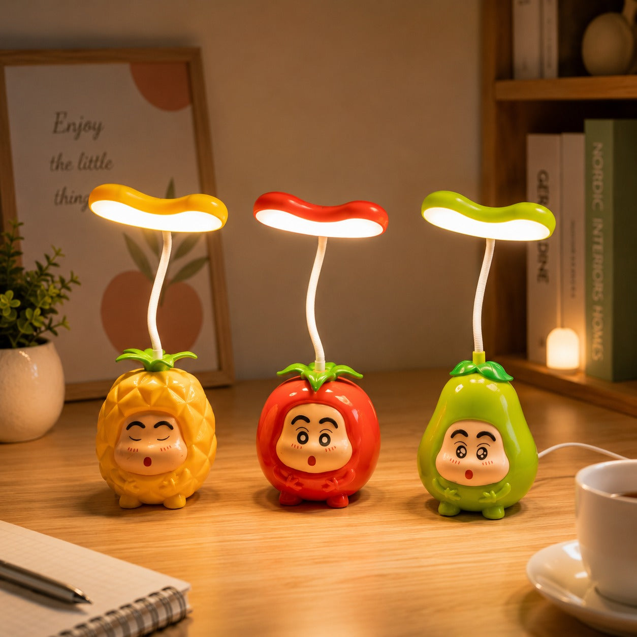 (LI-023) Cartoon Fruit Rechargeable LED Table Lamp with Flexible Neck