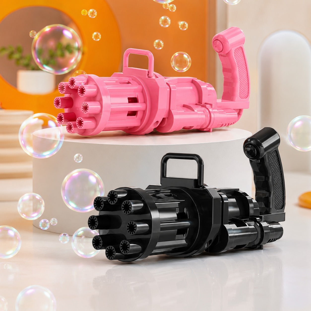 (T-039) Gatling Bubble Gun – Automatic Bubble Blaster Toy with Multiple Bubble