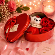 (G-010) (MOQ - 4 Pcs) Sweet Love Gift Box – Heart Shaped Surprise Adorable Teddy Bear
