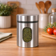 (KA-016) (MOQ: 4 Pcs) Glass Storage Jar with Steel Lid 350 ML Airtight Storage Container