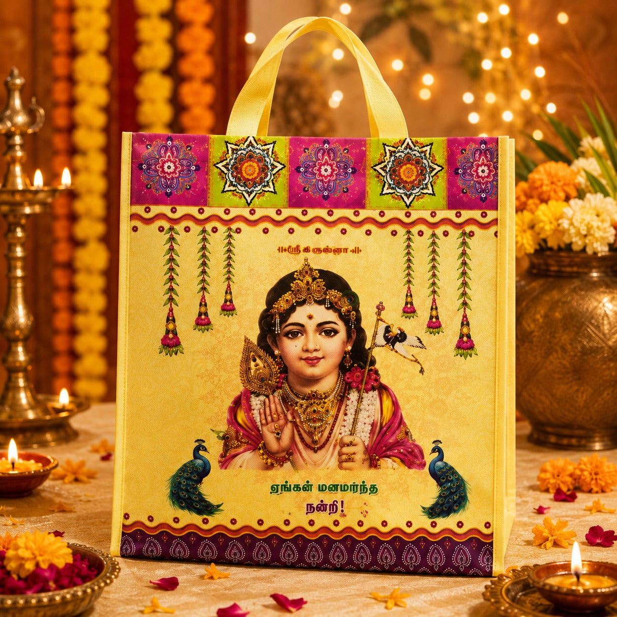 (R-026) (MOQ: 30 Pcs) Lord Divine Printed Return Gift Bag – Premium Religious Gift Bag