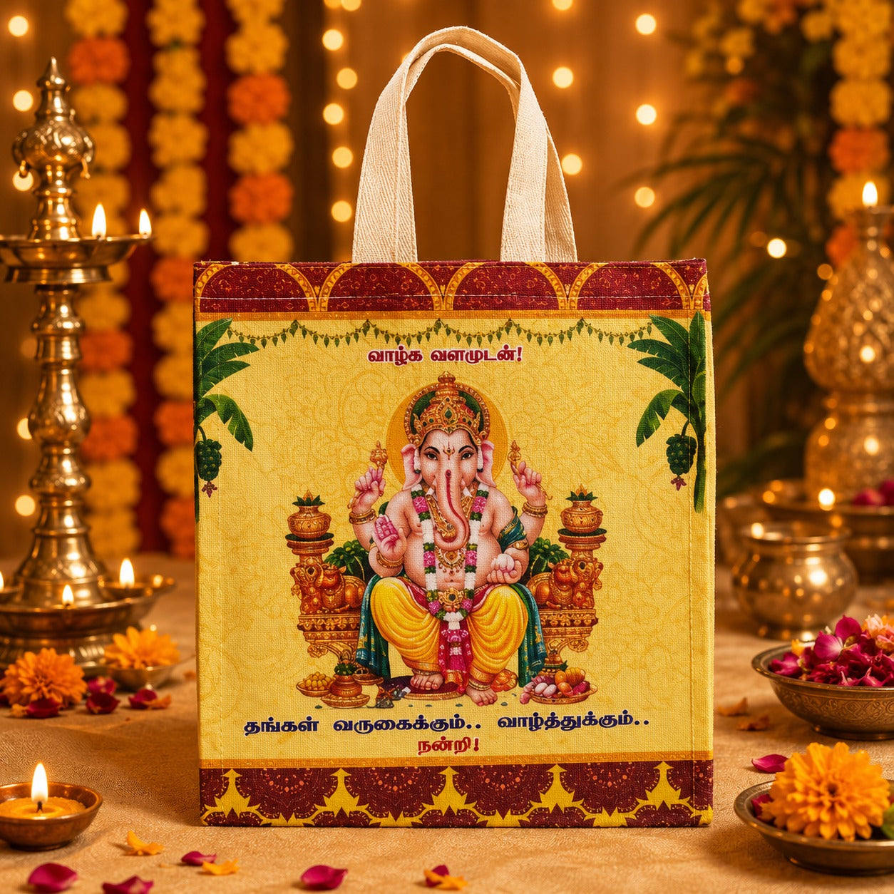 (R-026) (MOQ: 30 Pcs) Lord Divine Printed Return Gift Bag – Premium Religious Gift Bag