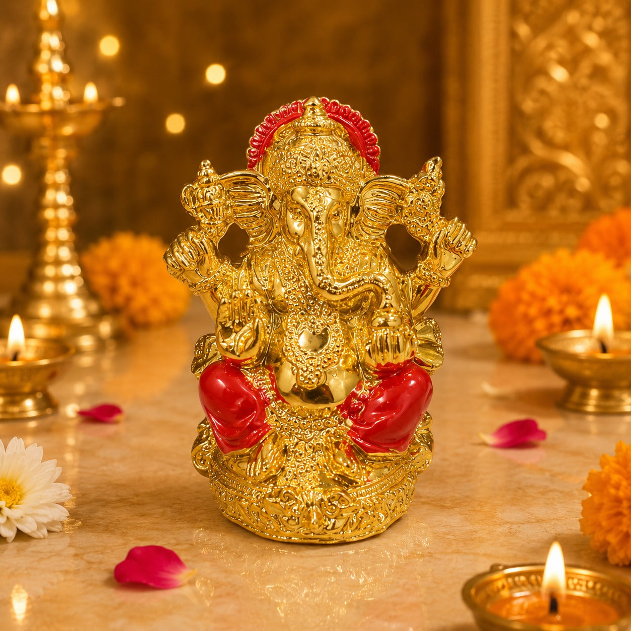 (G-052) Premium Divine Gold Color Coated Idol – Decorative Hindu God Statue