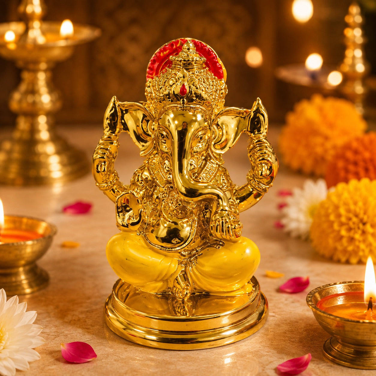 (G-052) Premium Divine Gold Color Coated Idol – Decorative Hindu God Statue