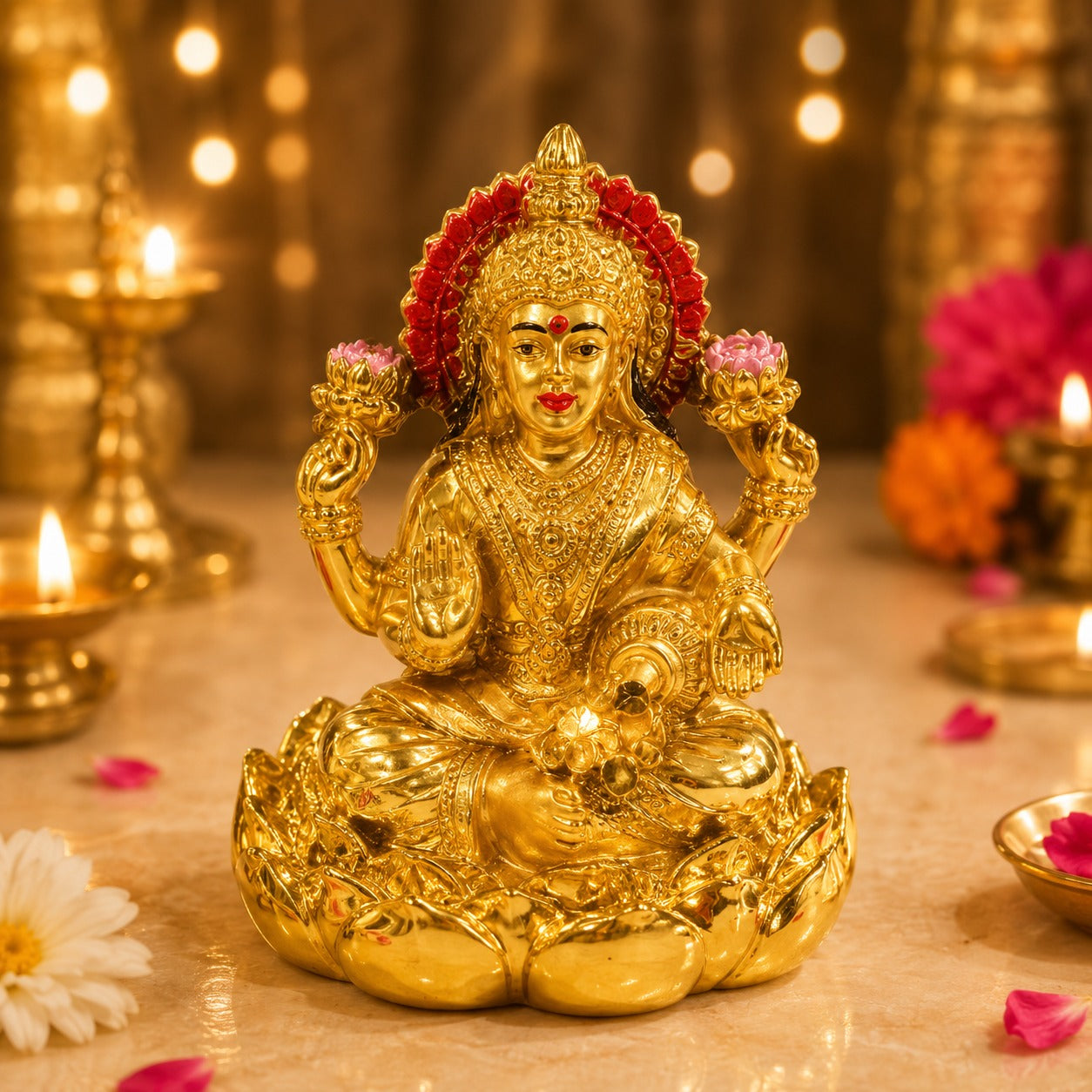 (G-052) Premium Divine Gold Color Coated Idol – Decorative Hindu God Statue