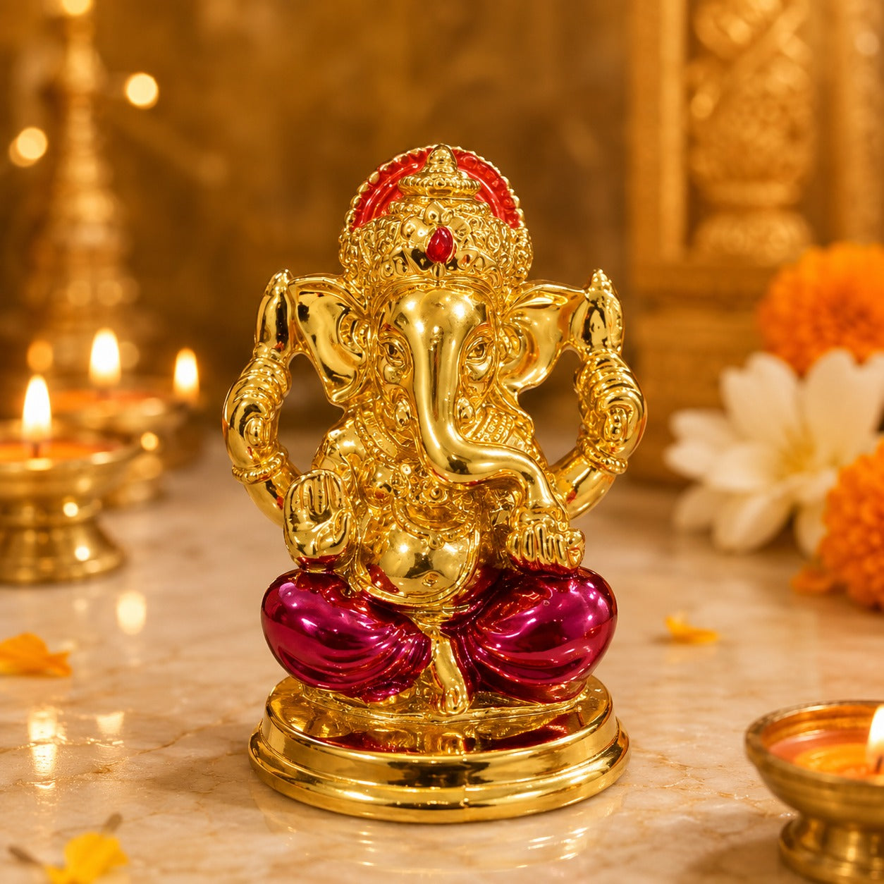 (G-052) Premium Divine Gold Color Coated Idol – Decorative Hindu God Statue