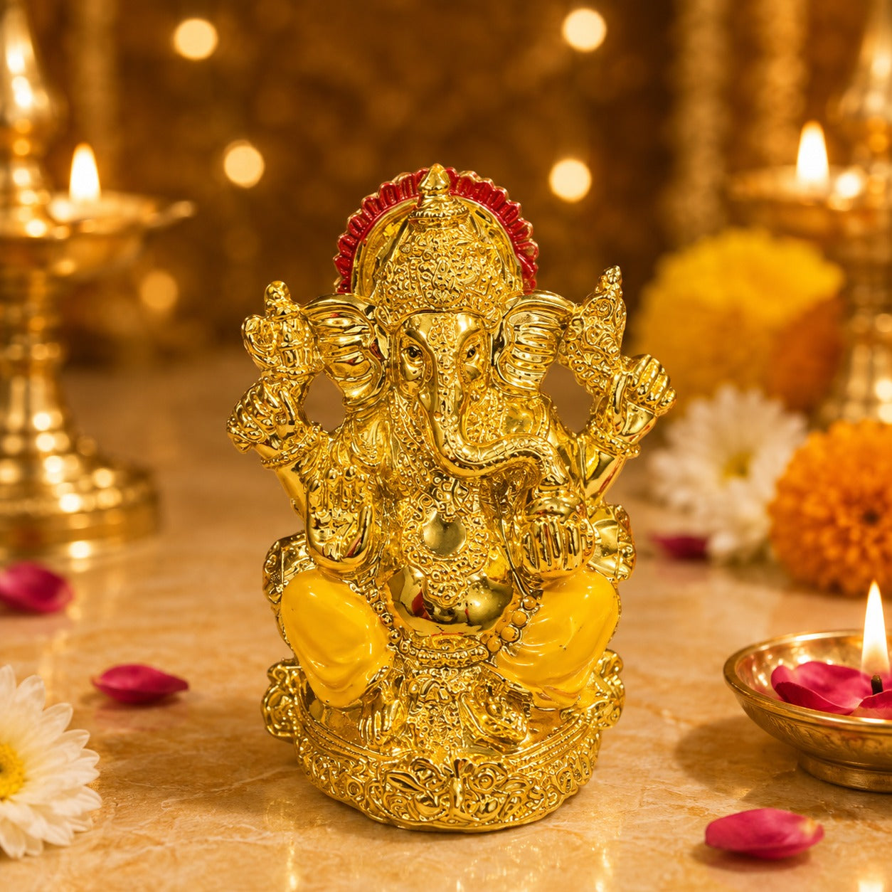 (G-052) Premium Divine Gold Color Coated Idol – Decorative Hindu God Statue