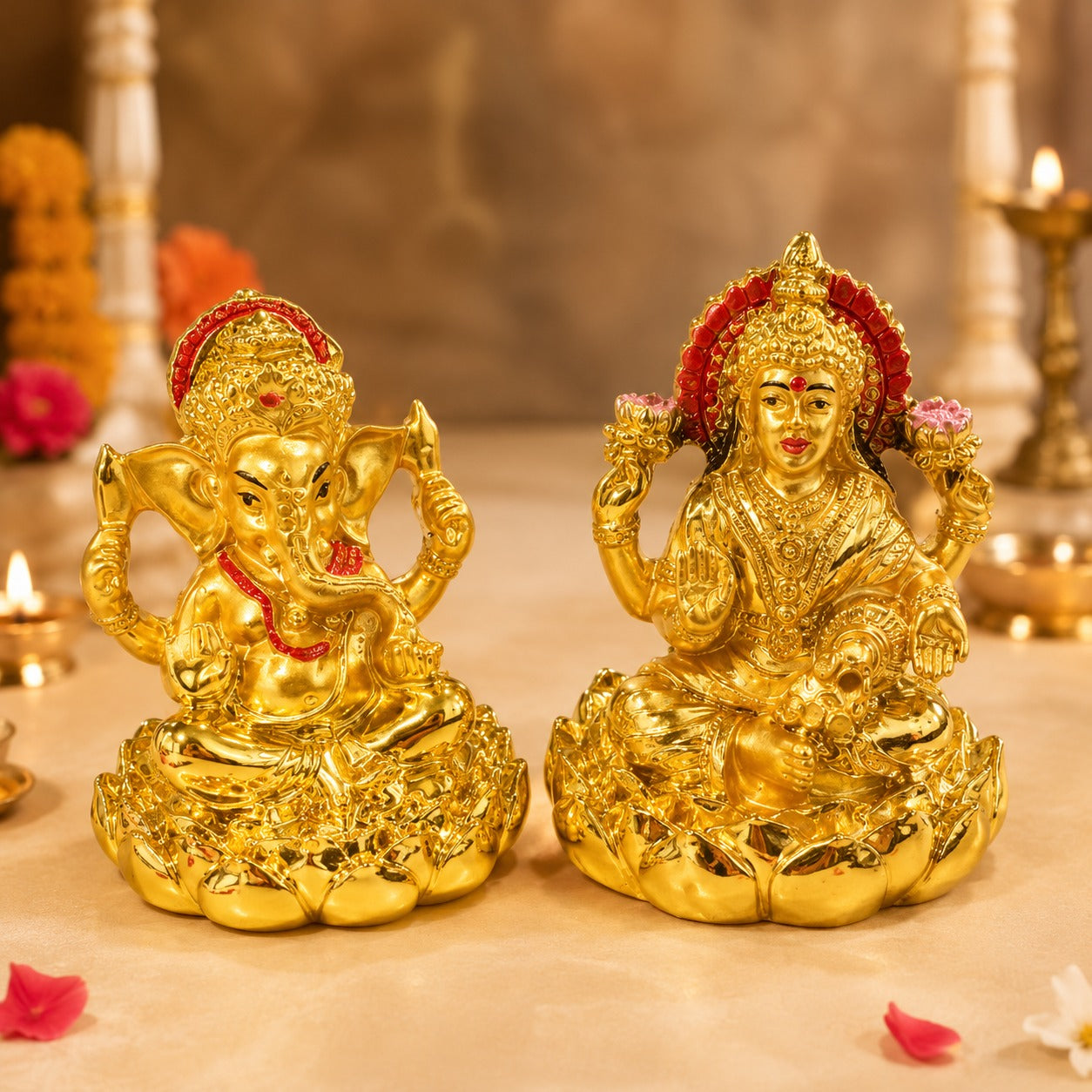 (G-052) Premium Divine Gold Color Coated Idol – Decorative Hindu God Statue