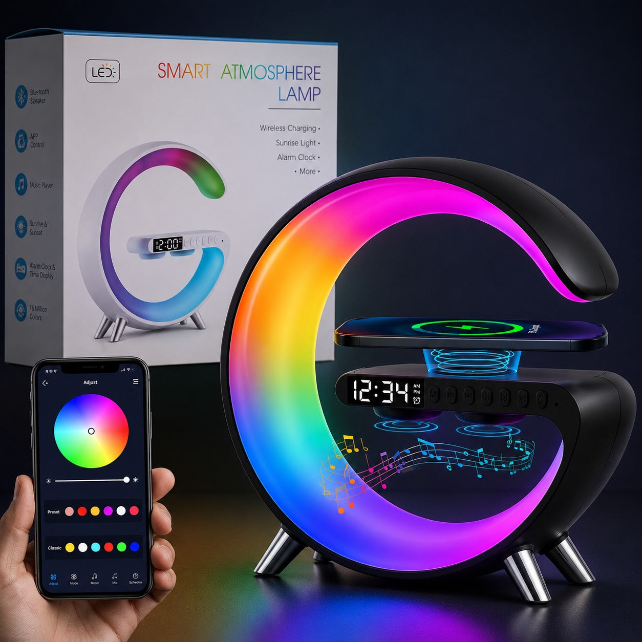(LI-016) Smart Light Sound Machine – RGB LED Night Lamp with Bluetooth Speaker