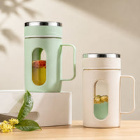 (B28) (MOQ: 4 Pcs) Travel Mug with Handle 420 Ml – Tea Jar Sipper Tumbler