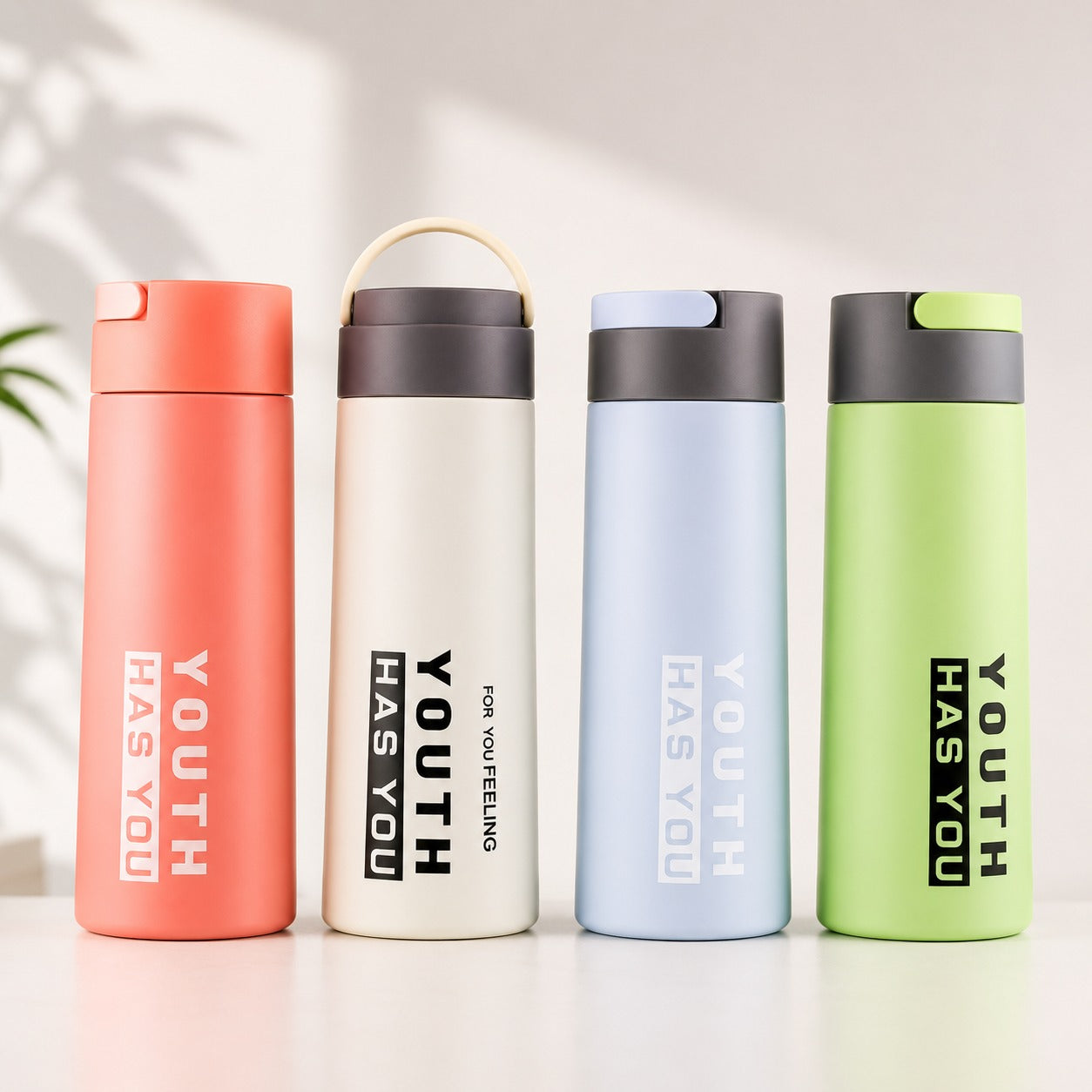(B-017) (MOQ: 4 Pcs) Unique Simple “Has You” 450ml Glass Water Bottle