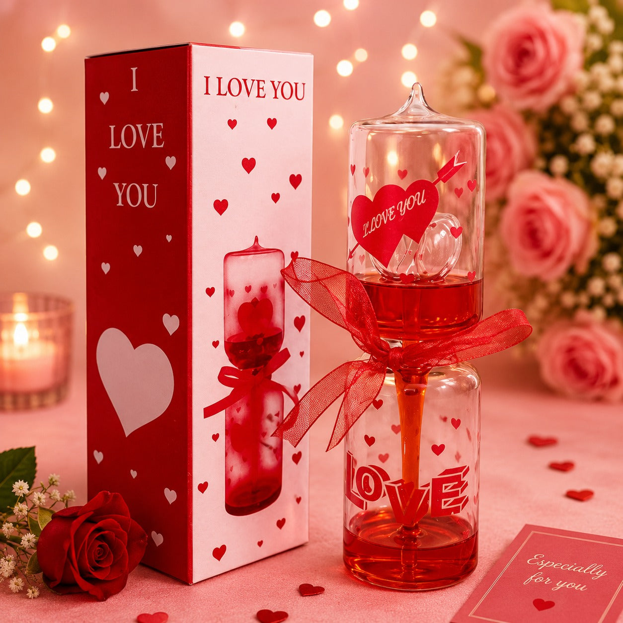 (G-011) Valentine’s Day Love Tester (Red Glass) – For Girlfriend & Boyfriend