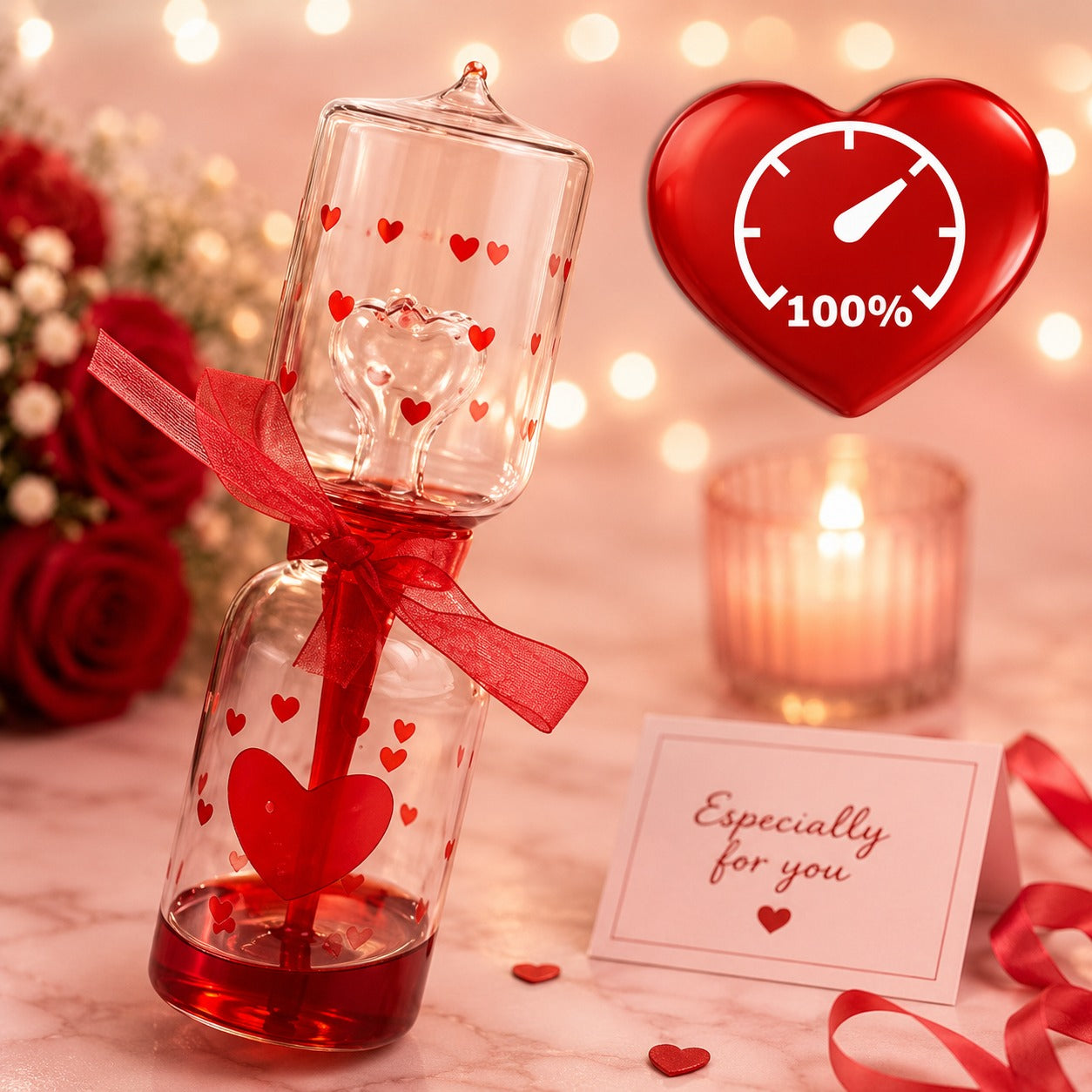 (G-011) Valentine’s Day Love Tester (Red Glass) – For Girlfriend & Boyfriend