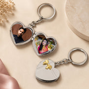 (KC-025) Couple Heart Shape Mini Photo Frame Keychain – Cute Photo Key Holder
