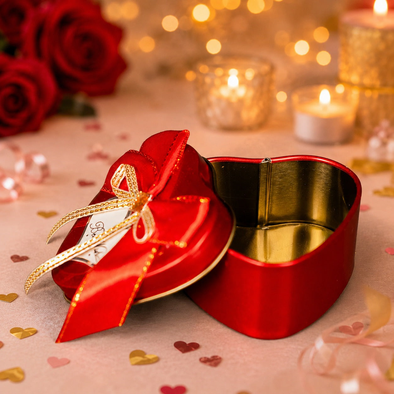 (G-044) (MOQ : 4 Pcs) Mini Heart Shape Gift Tin Box – Decorative Gift Box for Return Gifts