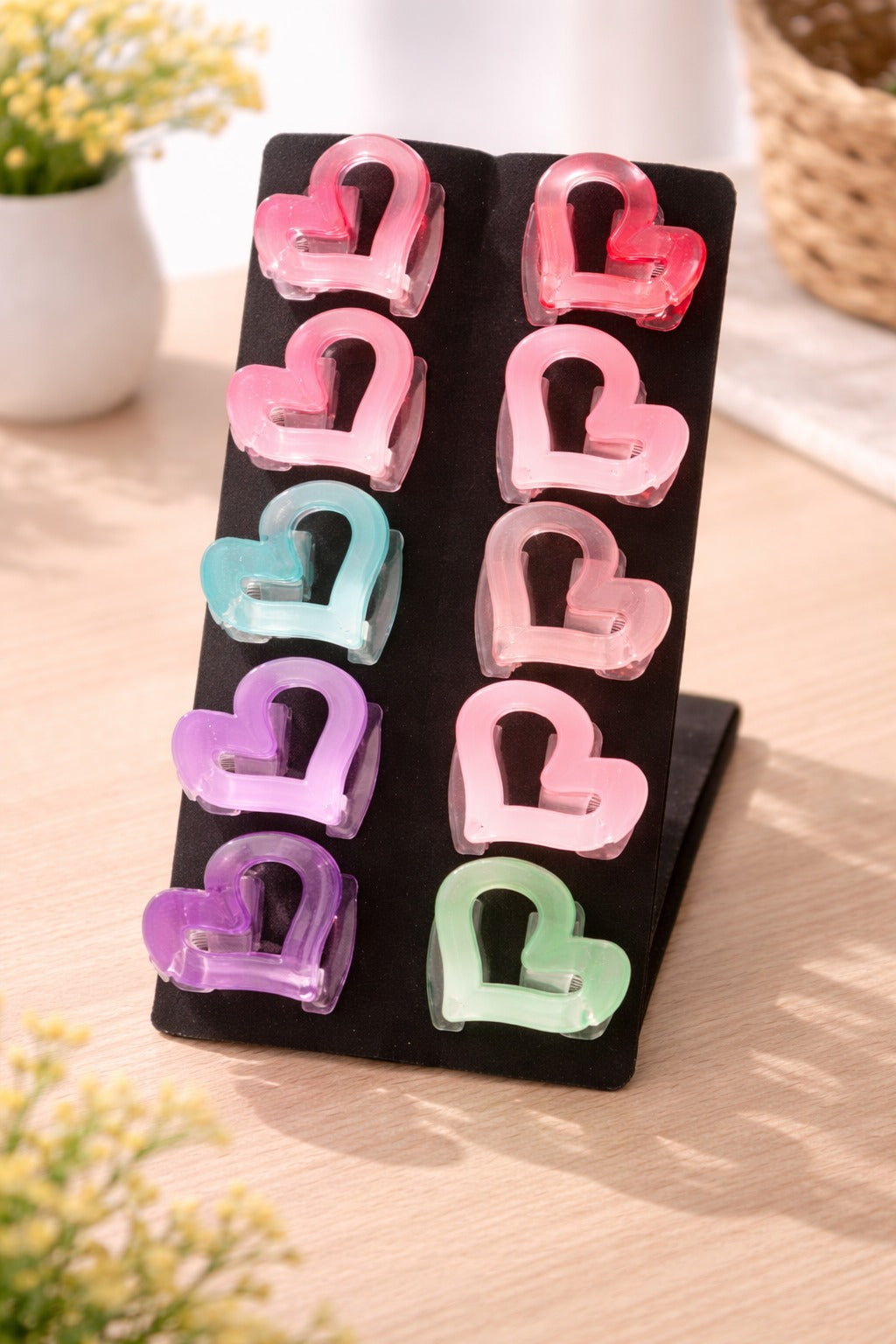 (WA-011) (MOQ - 4 Pcs) Heart Shape Mini Hair Claw Clips  – (₹6 Per Piece | Pack of 12 – ₹72)