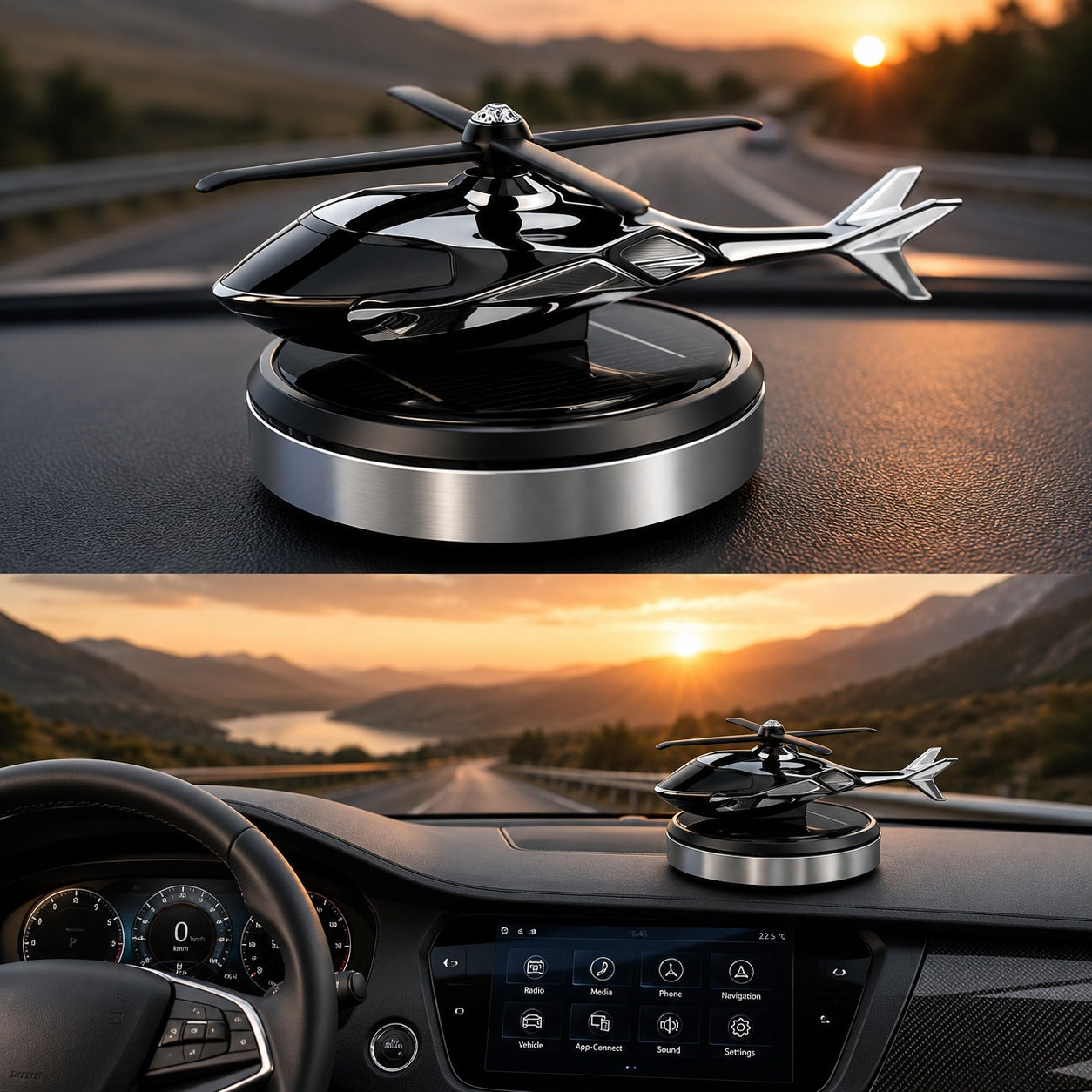 (C-003) Solar-Powered Rotating Helicopter Car Air Freshener