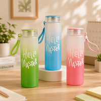 (B-043) (MOQ - 12 Pcs) Hello Master Glass 500ml Water Bottle