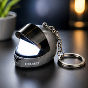 (KC36) Helmet Keychain with LED Light – Mini Helmet Key Ring with Built-In LED Flashlight
