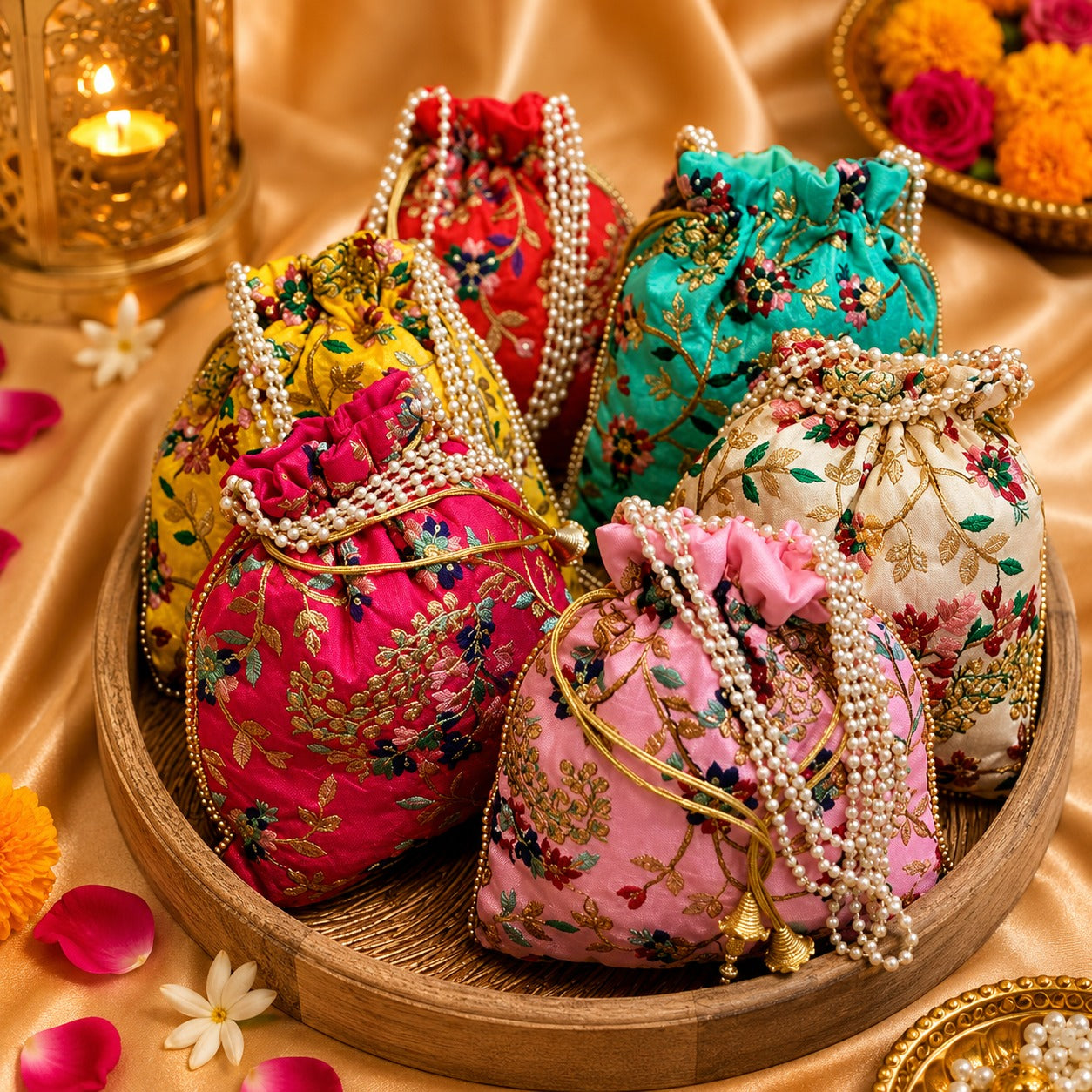 (R-011) (MOQ: 10 Pcs) Handmade Potli Bags for Gifts & Return Favors