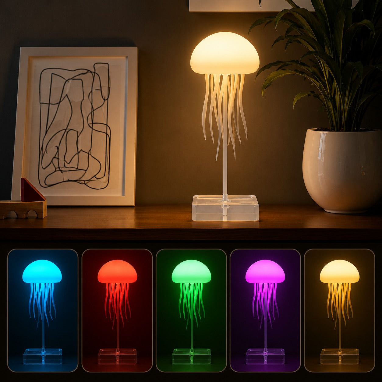 (LI-004) Jellyfish LED Night Lamp & Bedroom Soft Silicone Table Light