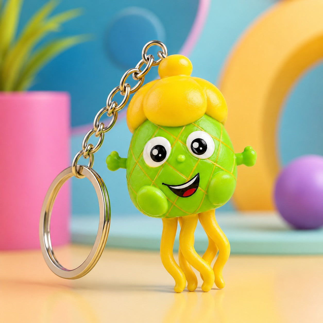 (KC-029) Jelly Pop Wind-Up Keychain Toy | Cute Cartoon Jellyfish Keychain