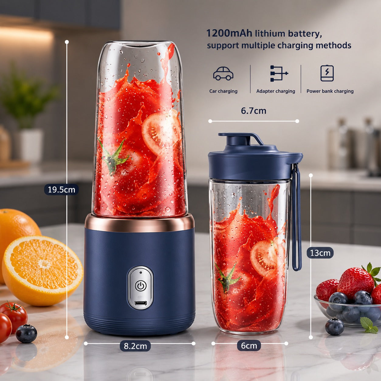 (K-002) Portable 40W Smoothie & Juice Blender – USB Rechargeable Juicer