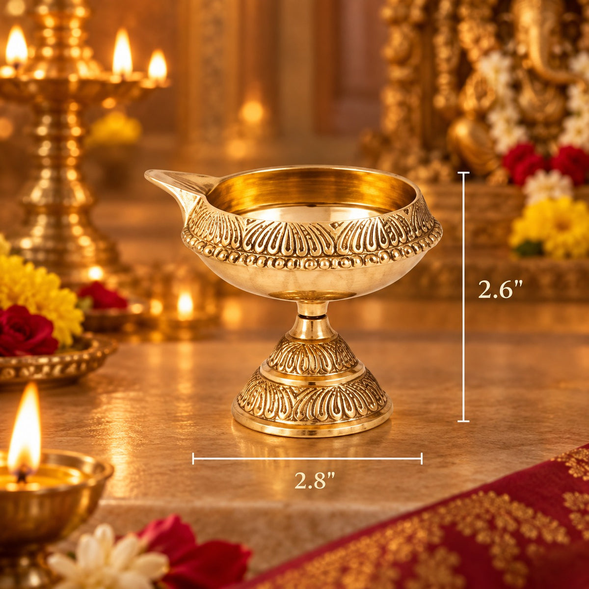 (MG21) (MOQ: 30 Pcs) Traditional Brass Kuber Diya Oil Lamp for Daily Pooja and Festivals