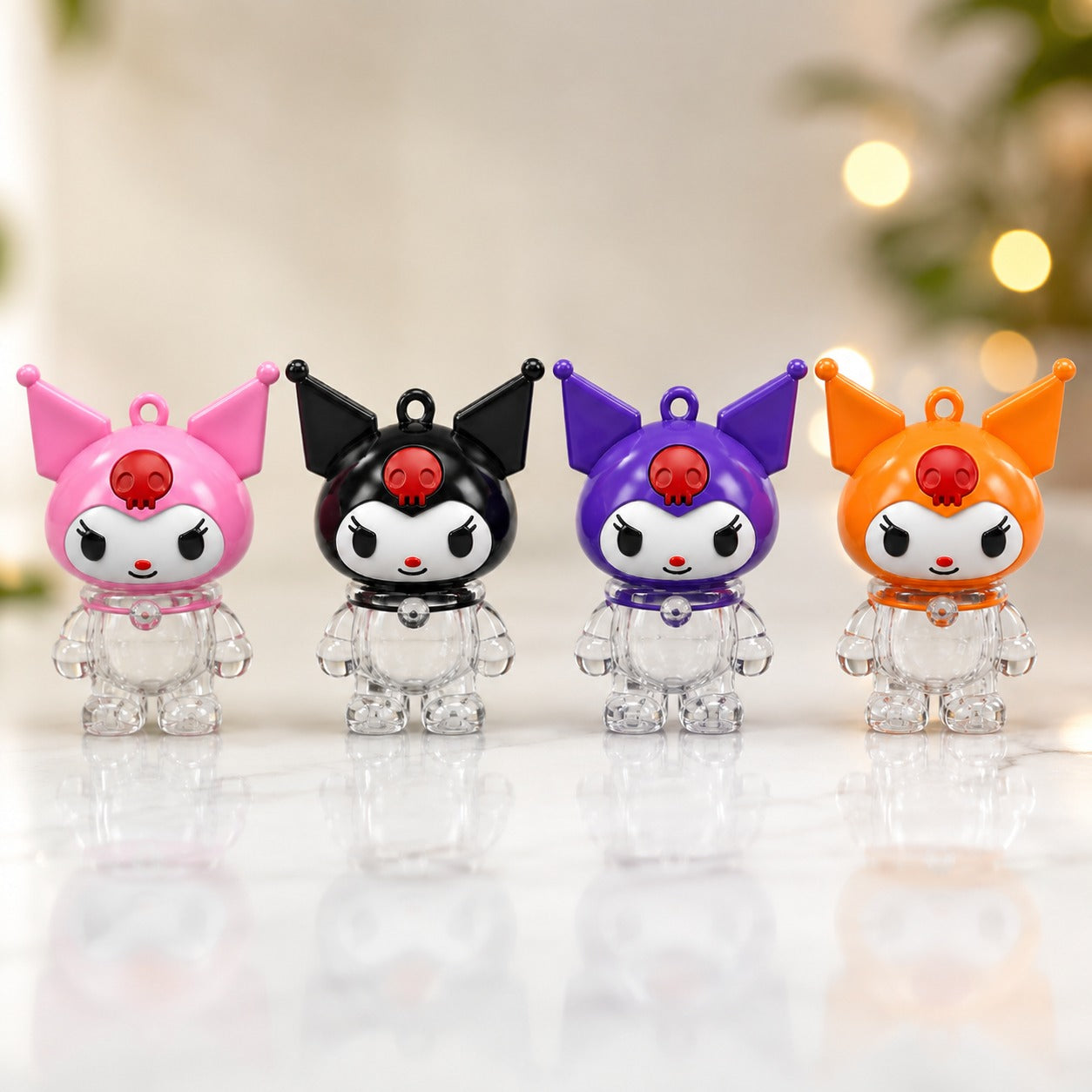 (KC-035) (MOQ: 5 Pcs)Kuromi & Labubu LED Flash Light Keychain – Cartoon Keychain