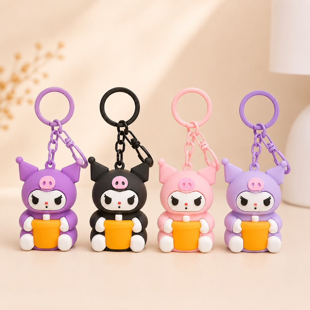 (KC-018) LED Cartoon Character Keychain – Light-Up Key Holder & Bag Charm