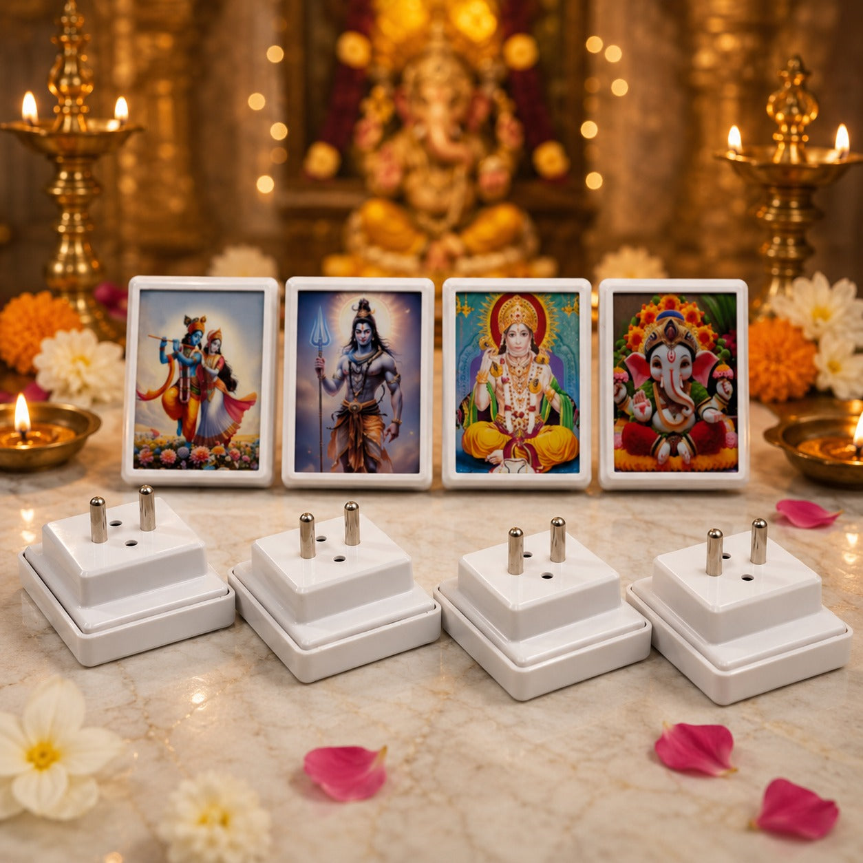 (G-046) Mini LED Photo Frame Night Light with Divine God Images | Plug-in LED Light