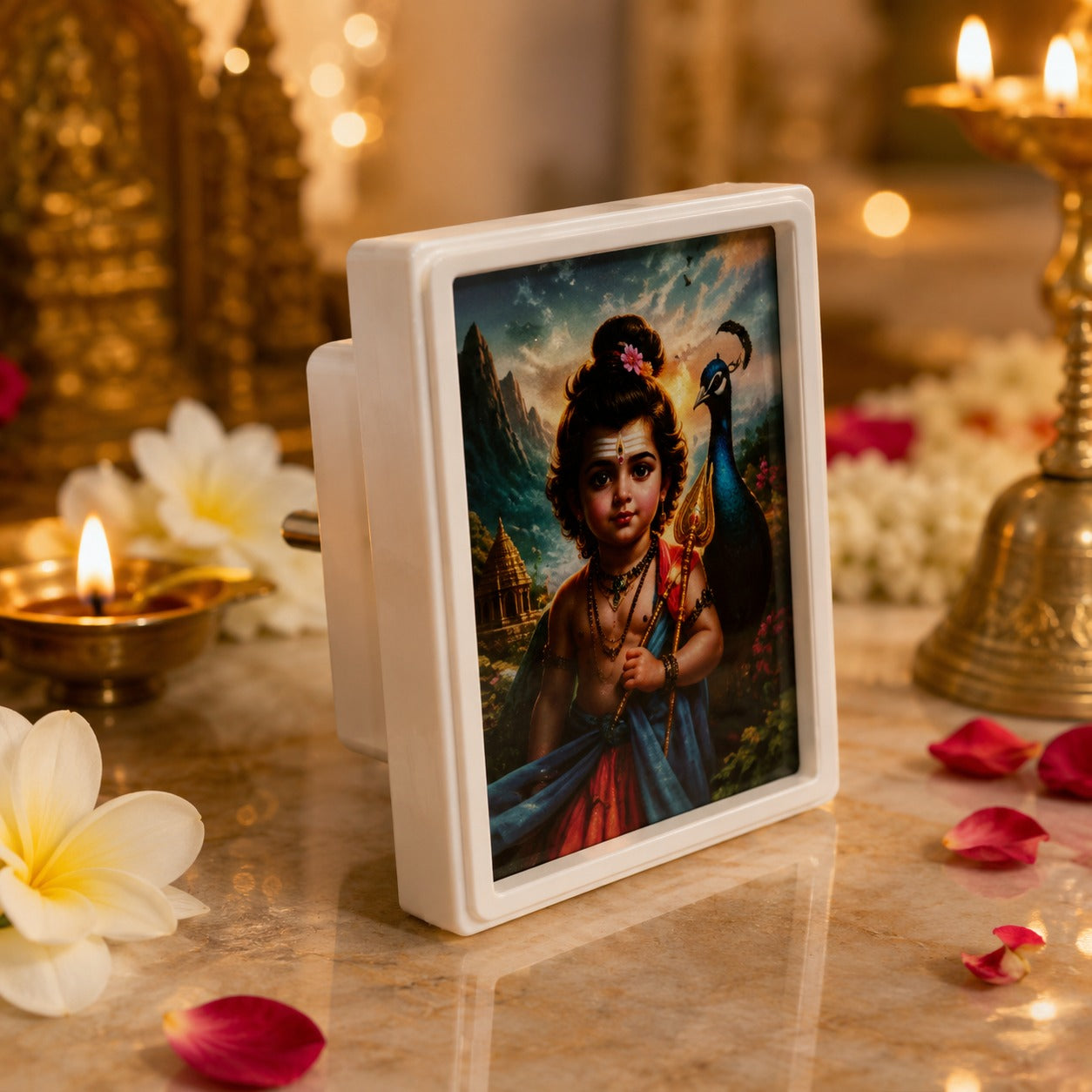 (G-046) Mini LED Photo Frame Night Light with Divine God Images | Plug-in LED Light