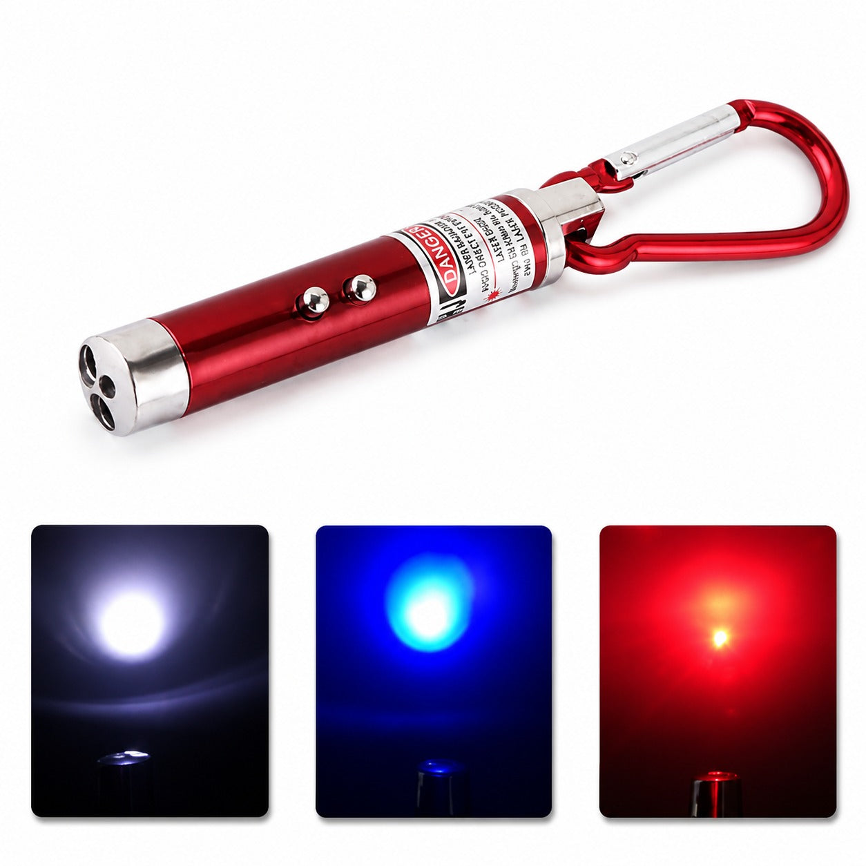 (KC-002)  (Pack of 12 Pcs) Compact Laser Pointer & LED Keychain Torch