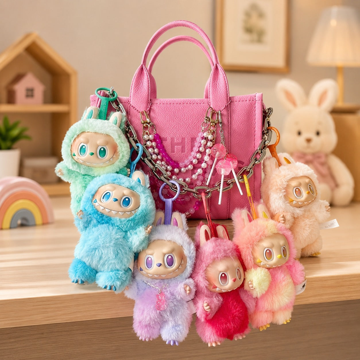 (T-002) Labubu Pendant Doll – Cute Monster Keychain / Bag Charm