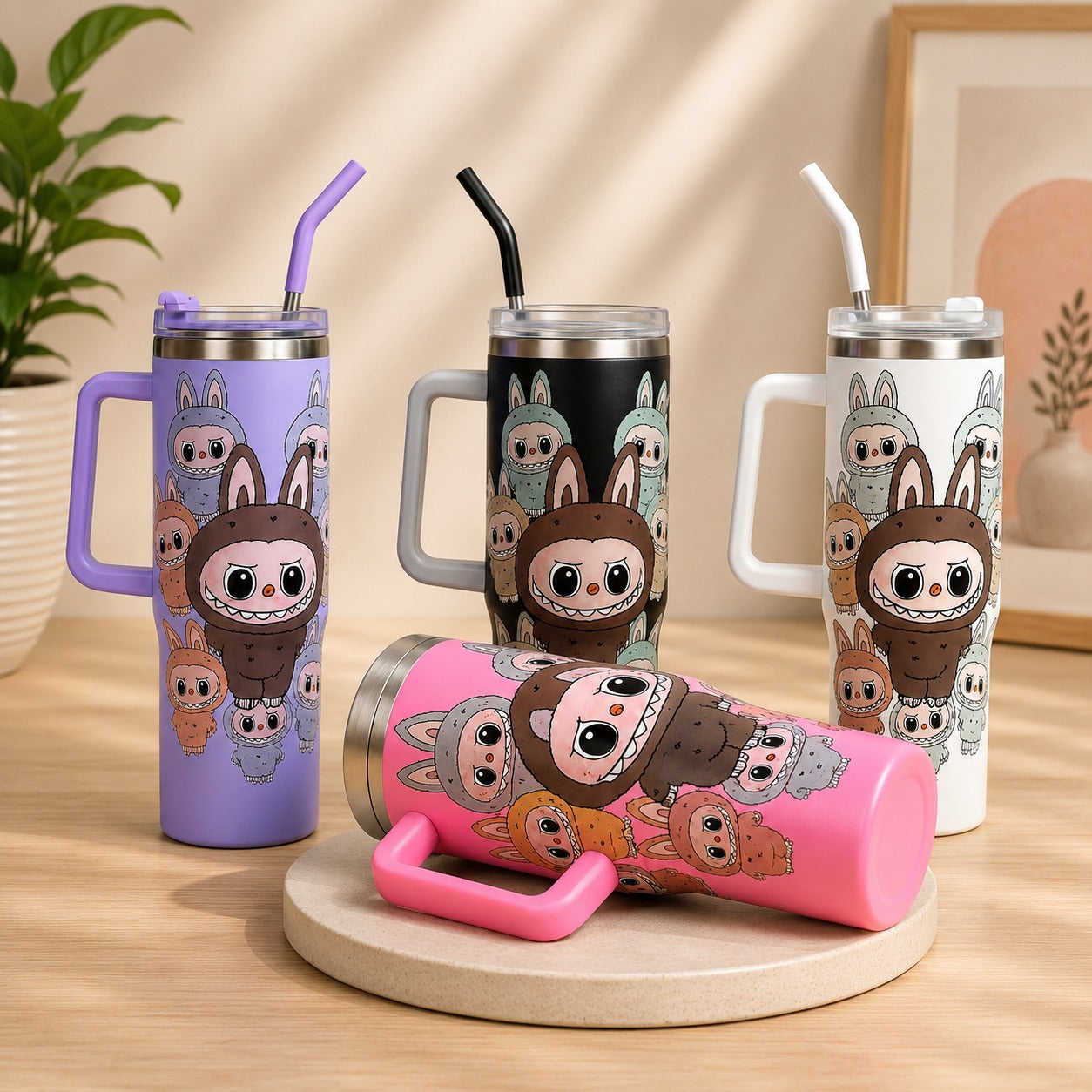 (B-034) Labubu Insulated Tumbler 1200ml – Stainless Steel Hot & Cold Travel Mug